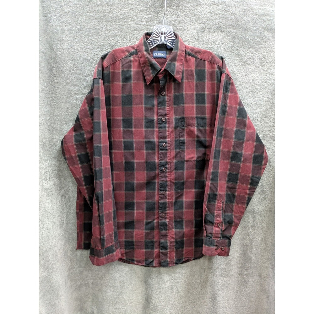 Mens Button Down Shirt Large Estimated Plaid‎ Pocket Single Needle Tailoring